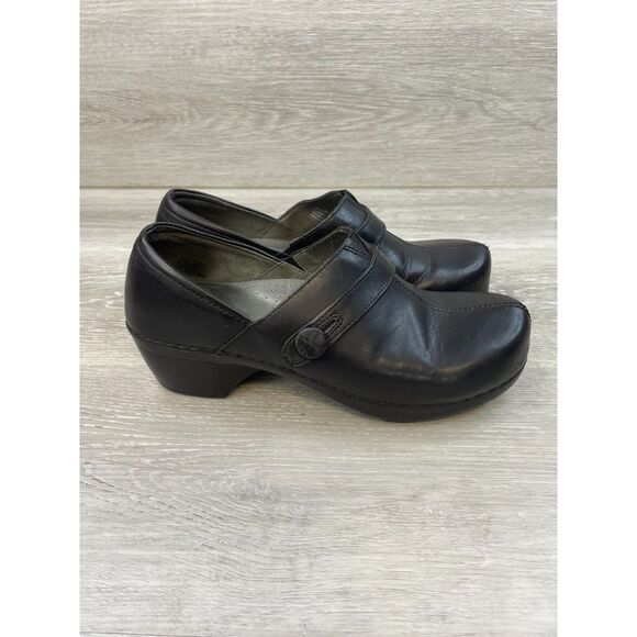Dansko Womens Clogs Leather Black 9 Slip On Comfort Work Nurse Cushioned Shoes - Picture 1 of 11